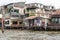 Laundry at poor dwellings along Chao Phraya River, Bangkok Thailand