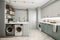 Laundry Room: Capture a set of images that showcase a functional, efficient laundry room. Generative AI