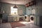 Laundry Room: Create a set of images that showcase a bright, functional laundry room. Generative AI