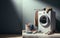 Laundry room scene with pile of white and colors dirty clothes messy near modern washing machine, clothes washing concept,