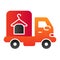 Laundry service car flat icon. Delivery laundry color icons in trendy flat style. Laundry service van gradient style