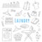 Laundry service hand drawn doodle icons set, vector illustration.