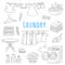 Laundry service hand drawn doodle icons set, vector illustration.