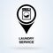 Laundry services location vector icon. Map pin with washing machine symbol