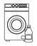 Laundry wash and cleaning icons in black and white