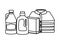 Laundry wash and cleaning icons in black and white
