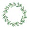 Laurel wreath with eucalyptus - Watercolor illustration. Happy new year and merry christmas. Winter greenery composition. Perfect