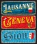 Lausanne, Geneva, Sion, Swiss cities travel plates