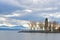 Lausanne quay of Geneva Lake with trees in Switzerland