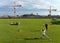 Lausanne, Switzerland - June 05, 2017: People relax at the Esplanade of Montbenon (French: Esplanade de Montbenon) in Lausanne, S