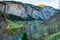 Lauterbrunen Valey and the path to the mountains in Stechelberg