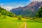 Lauterbrunnen alpine road near Interlaken in the canton of Bern, Swiss alps