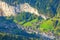 Lauterbrunnen valley aerial view in Swiss Alps, Switzerland