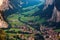 Lauterbrunnen valley in the Swiss Alps with an iconic waterfall