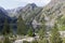 Lauvitel lake, trees and mountains panorama