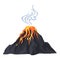 Lava eruption volcano icon, cartoon style