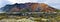 Lava field and Mountain landscape panorama of Landmannalaugar in midnight light. Highlands of Iceland