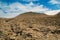 Lava field and volcano