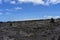 Lava fields on the Big Island in Hawaii with the Pacific Ocean in the background