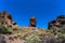 The lava fields of Las Canadas caldera of Teide volcano and rock formations - Roques de Garcia.