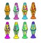 Lava lamp set. Funny hippie 60s,70s style lava light. Psychedelic,groovy,trippy. Vector illustration