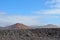 Lava landscape with volcanos and craters on spanish island lanzarote