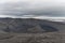 Lava Mountain in Iceland. Path around with hole in the middle. Hverfell, Hverfjall