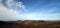 lava sand field with remnants of old volcanoes