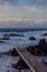 Lava stones on the beach of Piscinas Naturais Biscoitos. Atlantic Ocean. Terceira Azores, Portugal.