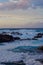 Lava stones on the beach of Piscinas Naturais Biscoitos. Atlantic Ocean. Terceira Azores, Portugal.