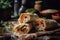 Lavash rolls with pickled vegetables and herbs. Generative AI