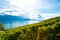 Lavaux, Switzerland: Lake Geneva and the Swiss Alps landscape seen from Lavaux vineyard tarraces in Canton of Vaud