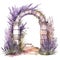 Lavender architectural arch watercolor illustration, lavender clipart