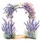 Lavender architectural arch watercolor illustration, lavender clipart