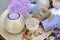 Lavender aromatic candle and lavender handmade artisan soap