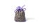 Lavender bag or pouch with dried lavender flowers isolated on white. Aromatic sachet with dry lavender