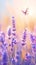Lavender bliss Butterfly dances amid beautiful purple lavender flowers