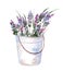 Lavender bouquet in a vintage rustic metal bucket