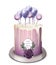 Lavender cake Vector realistic. White chocolate frosting. Birthday, anniversary, wedding royal desserts