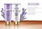 Lavender cream cosmetic set collection Vector mock up. Realistic product packaging label designs. Lotion and body cream