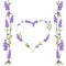 The lavender elegant card with frame of flowers and text place. Lavender garland for your text presentation. Aromatic