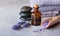 Lavender essential oil and stone spa