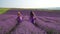 Lavender, field, walking - Two lady in violet dress, traverse purple blossoms, vast open space, daylight, nature beauty