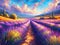 Lavender fields summer landscape in Provence oil painting on canvas