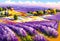 Lavender fields summer landscape in Provence oil painting on canvas