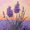 Lavender Flowers In Sunset: A Captivating Relief Art Painting