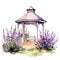 Lavender gazibo watercolor illustration, lavender clipart