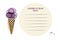 Lavender ice cream Recipe. Ice creme cone, template for recipe. Recipe card template with copy space for writing recipe