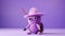 Lavender Knitted Cricket Toy On A Playful Purple Background