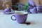 Lavender and lilac cup of coffee